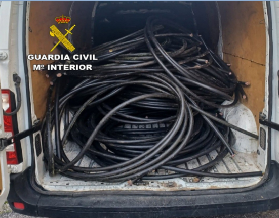 La Guardia Civil de Arbo detiene a dos personas con 1000 kg de cobre sustraído