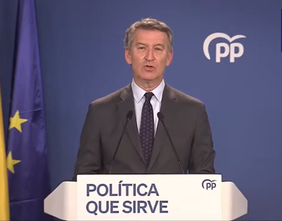 Feijóo pide a los socios de Sánchez una moción de censura y llama a los españoles a una movilización en  Madrid el 8 de junio