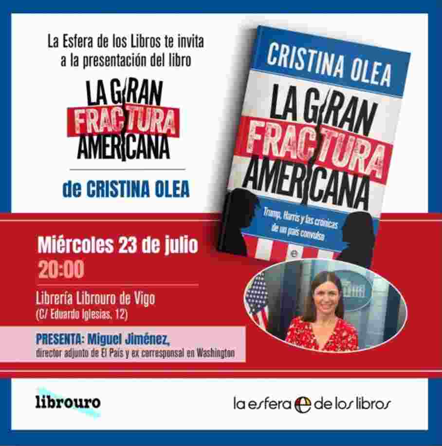 La periodista Cristina Olea presenta su libro La gran fractura americana en Vigo