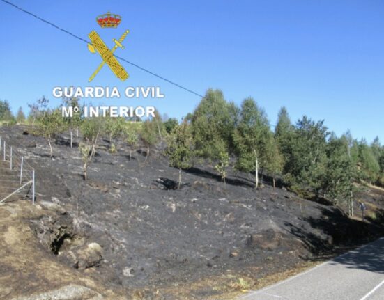 La Guardia Civil investiga a dos personas por un presunto delito de incendio forestal en Fornelos de Montes