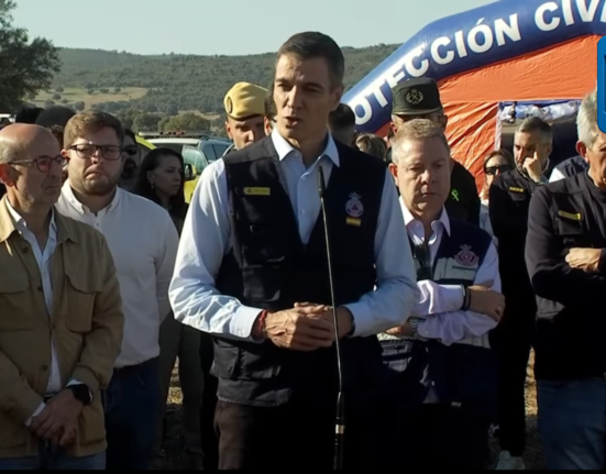 Pedro Sánchez realiza una declaración desde el Puesto de Mando Avanzado en Urda